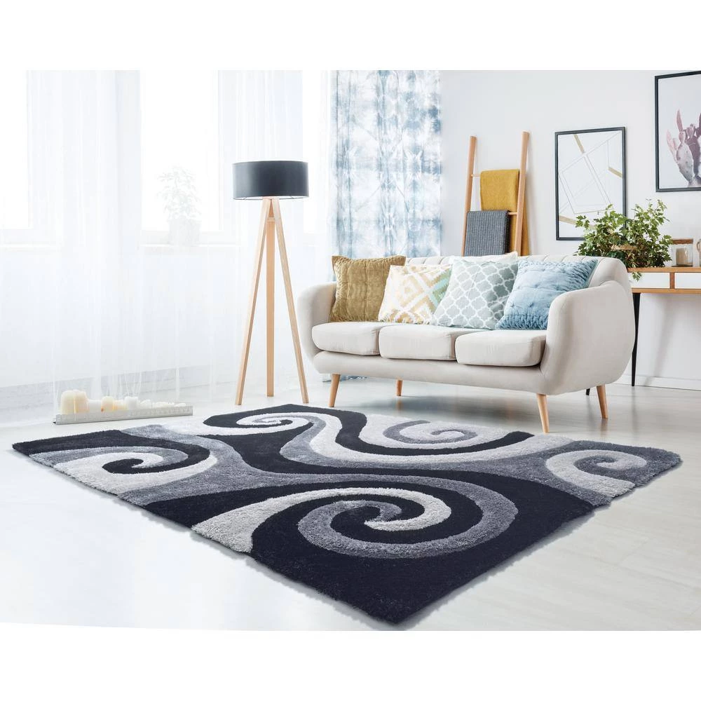 Finesse Chimes Black 5 ft. 3 in. x 7 ft. 2 in. Area Rug by United Weavers 8 Finesse Chimes Black 5 ft. 3 in. x 7 ft. 2 in. Area Rug by United Weavers - Image 6