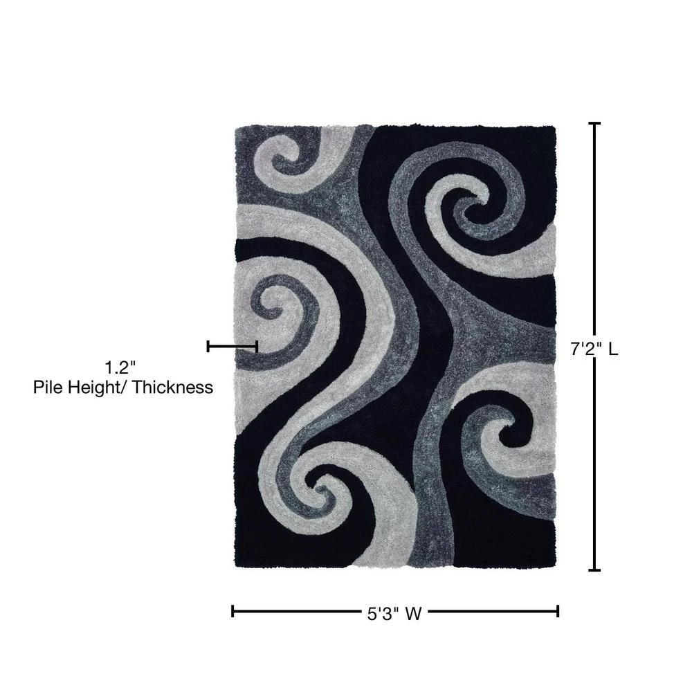 Finesse Chimes Black 5 ft. 3 in. x 7 ft. 2 in. Area Rug by United Weavers 7 Finesse Chimes Black 5 ft. 3 in. x 7 ft. 2 in. Area Rug by United Weavers - Image 5