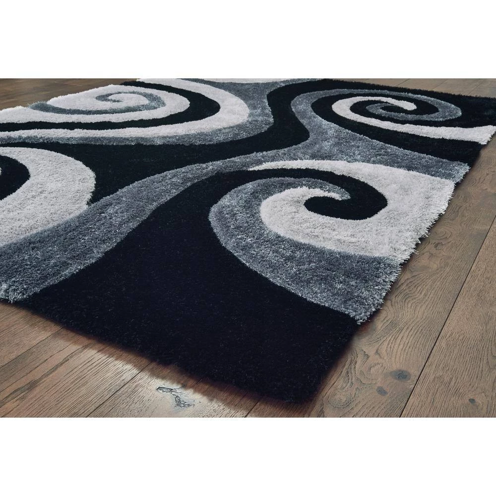 Finesse Chimes Black 5 ft. 3 in. x 7 ft. 2 in. Area Rug by United Weavers 5 Finesse Chimes Black 5 ft. 3 in. x 7 ft. 2 in. Area Rug by United Weavers - Image 3