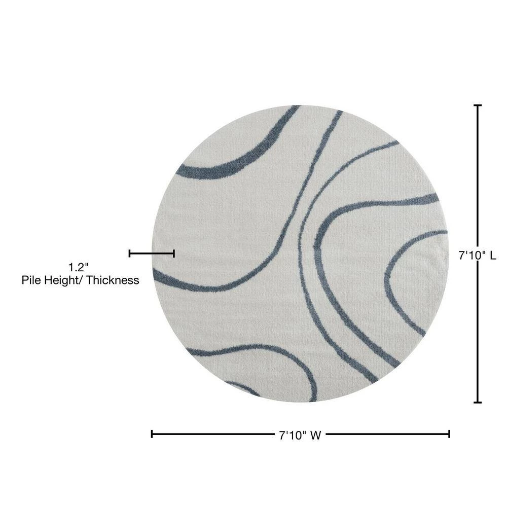 Tranquility Yasu Blue/Grey 7 ft. 10 in. x 7 ft. 10 in. Round Rug by United Weavers 7 Tranquility Yasu Blue/Grey 7 ft. 10 in. x 7 ft. 10 in. Round Rug by United Weavers - Image 5
