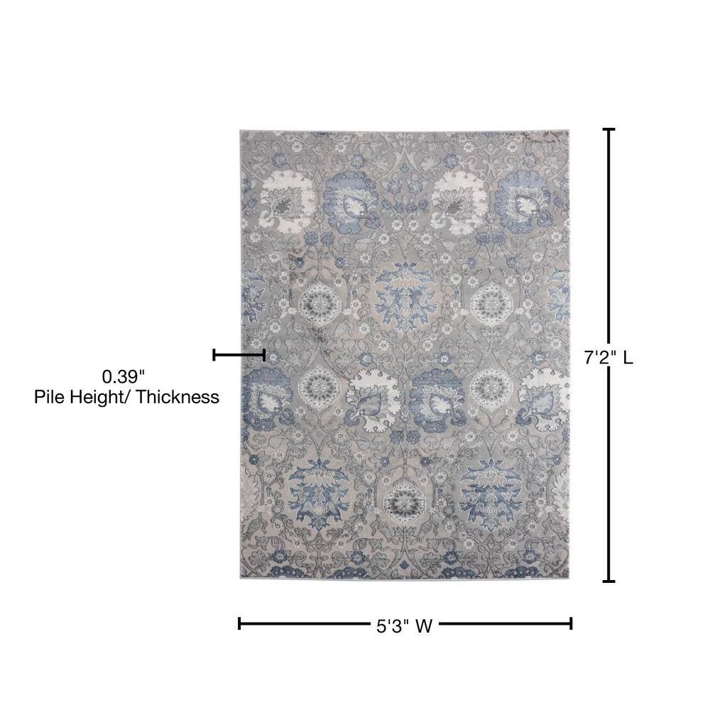 Cascades Olallie Blue 5 ft. 3 in. x 7 ft. 2 in. Area Rug by United Weavers 7 Cascades Olallie Blue 5 ft. 3 in. x 7 ft. 2 in. Area Rug by United Weavers - Image 5