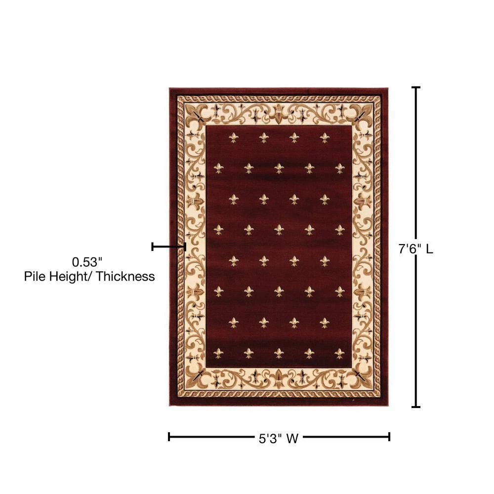 Bristol Wington Burgundy 5 ft. 3 in. x 7 ft. 6 in. Area Rug by United Weavers 7 Bristol Wington Burgundy 5 ft. 3 in. x 7 ft. 6 in. Area Rug by United Weavers - Image 5