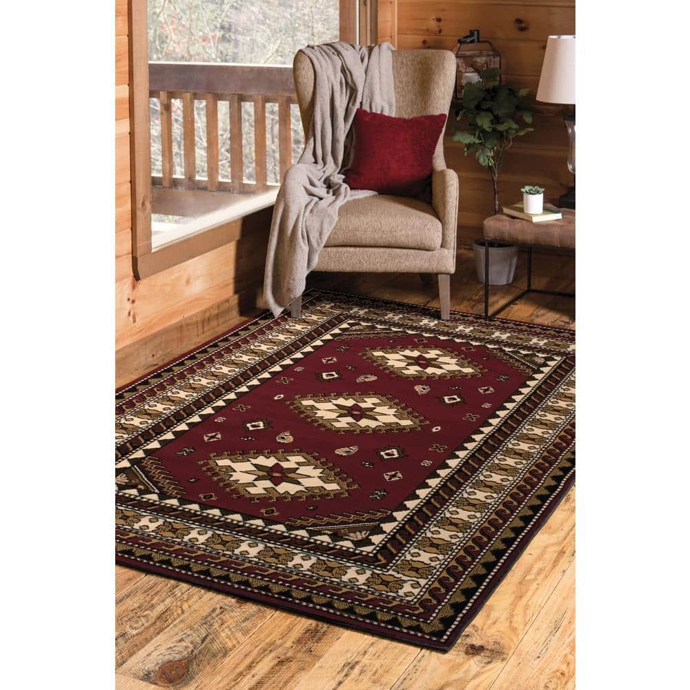 Dallas Tres Burgundy 5 ft. x 7 ft. Indoor Area Rug by United Weavers 4 Dallas Tres Burgundy 5 ft. x 7 ft. Indoor Area Rug by United Weavers - Image 2