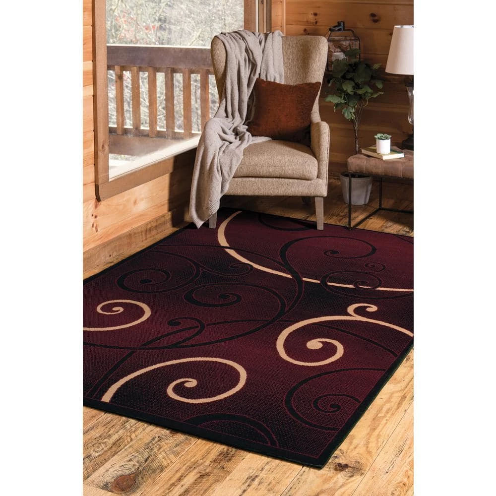 Dallas Bangles Burgundy 5 ft. x 7 ft. Indoor Area Rug by United Weavers 7 Dallas Bangles Burgundy 5 ft. x 7 ft. Indoor Area Rug by United Weavers - Image 5