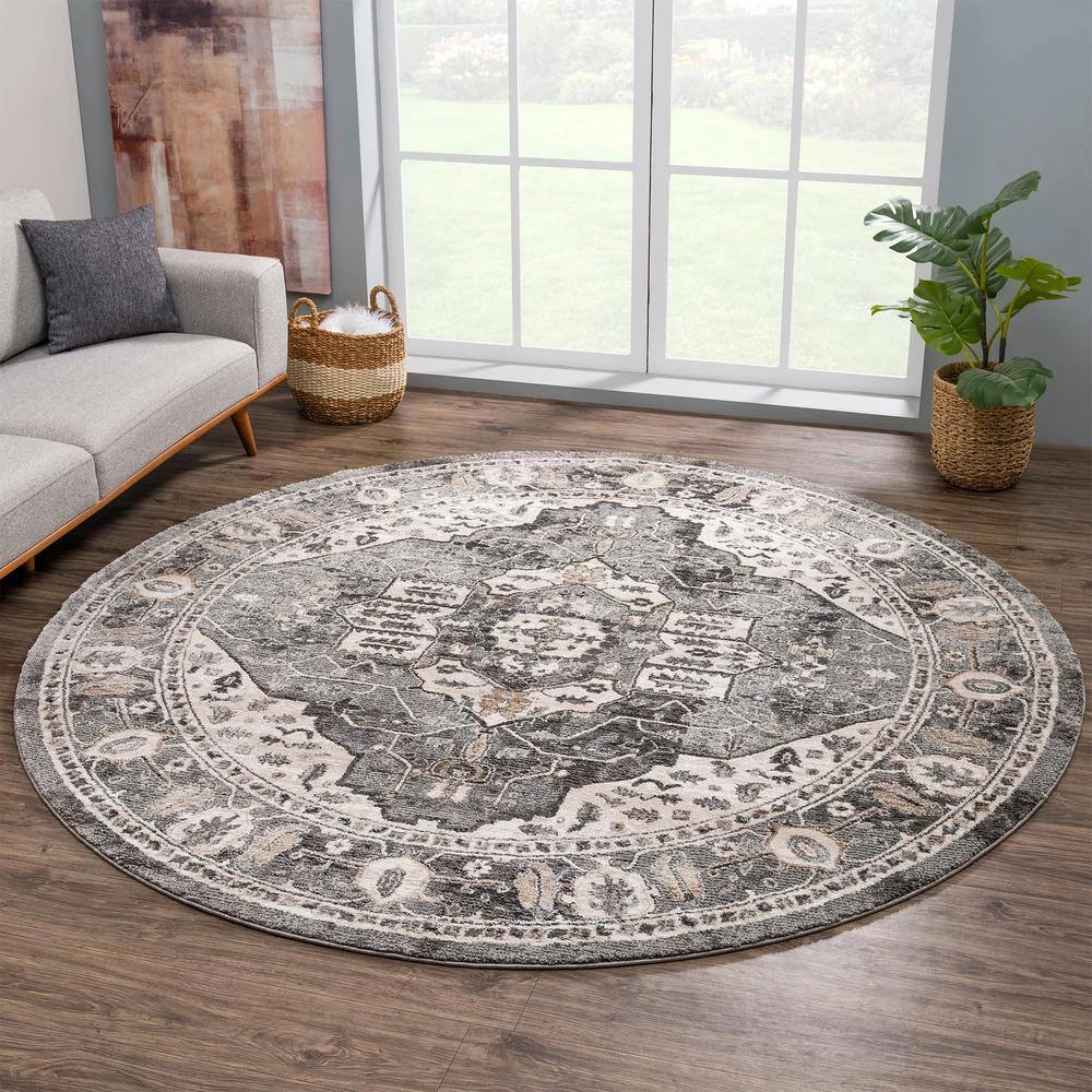 Portsmouth Originality Gray 7 ft. 11 in. x 7 ft. 11 in. Round Rug by United Weavers 7 Portsmouth Originality Gray 7 ft. 11 in. x 7 ft. 11 in. Round Rug by United Weavers - Image 5