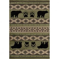 Woodside Bear Imprint Green 5 ft. x 7 ft. Area Rug by United Weavers