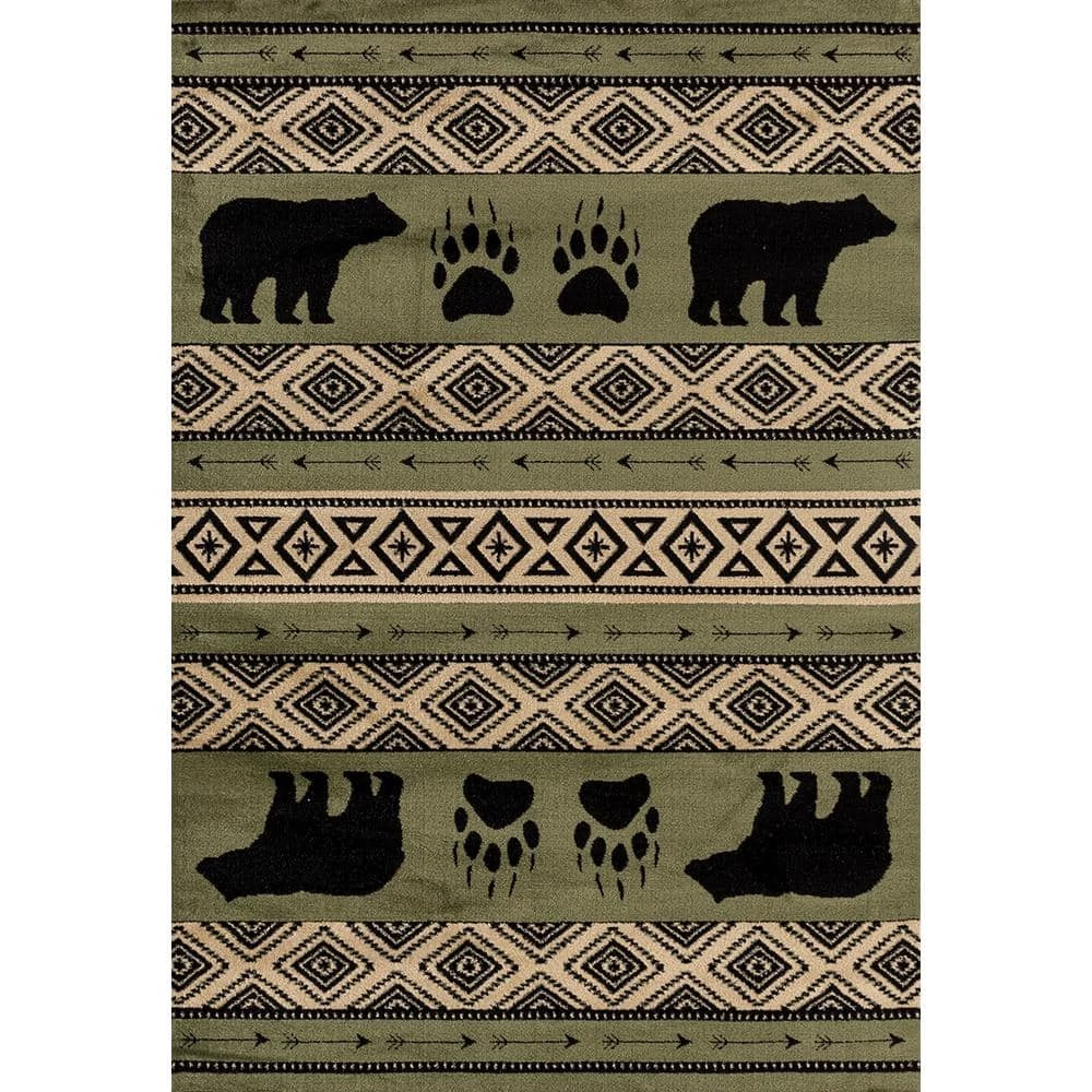 Woodside Bear Imprint Green 5 ft. x 7 ft. Area Rug by United Weavers 3 Woodside Bear Imprint Green 5 ft. x 7 ft. Area Rug by United Weavers