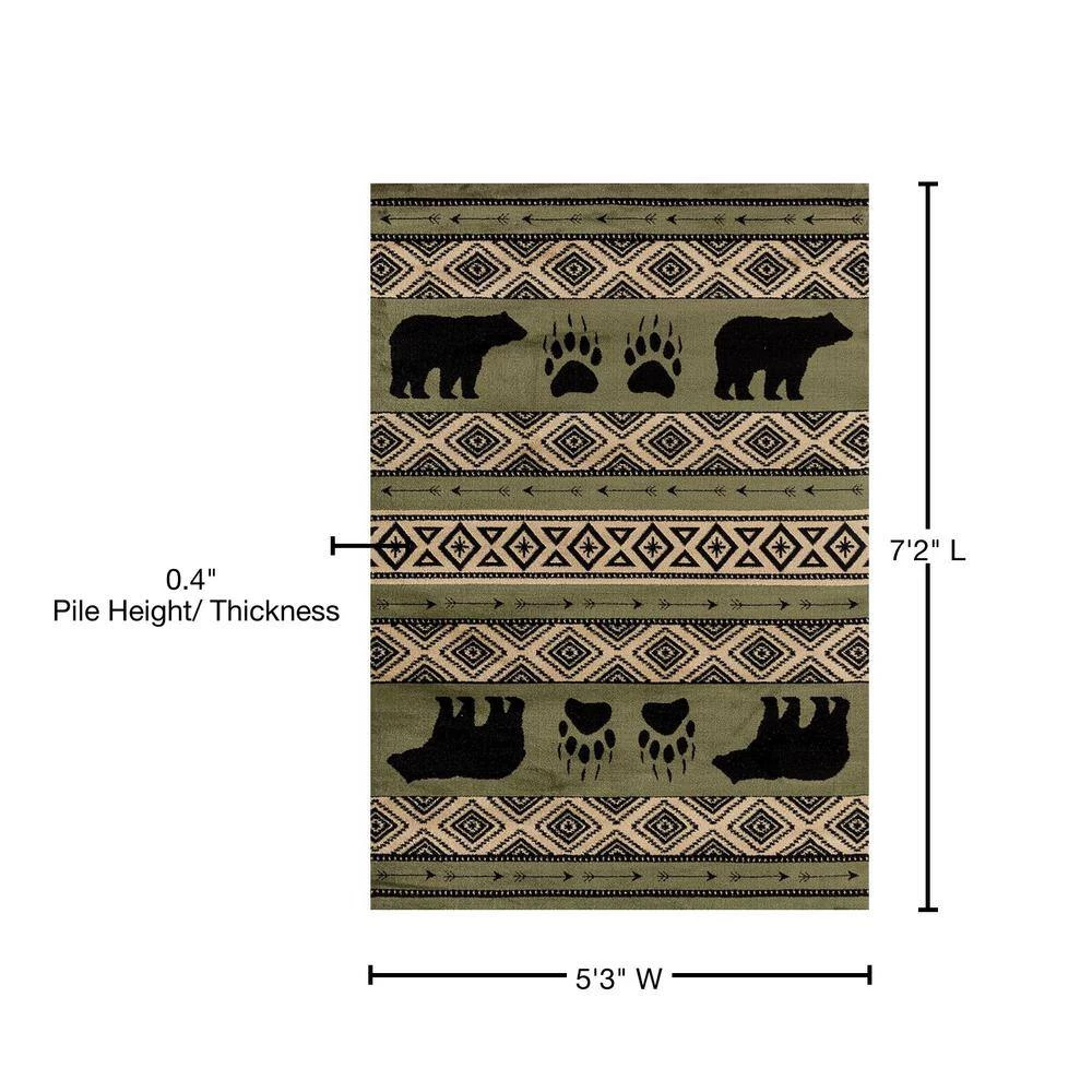 Woodside Bear Imprint Green 5 ft. x 7 ft. Area Rug by United Weavers 7 Woodside Bear Imprint Green 5 ft. x 7 ft. Area Rug by United Weavers - Image 5