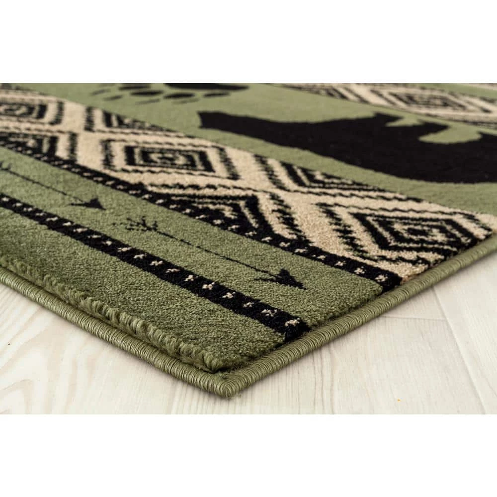 Woodside Bear Imprint Green 5 ft. x 7 ft. Area Rug by United Weavers 6 Woodside Bear Imprint Green 5 ft. x 7 ft. Area Rug by United Weavers - Image 4