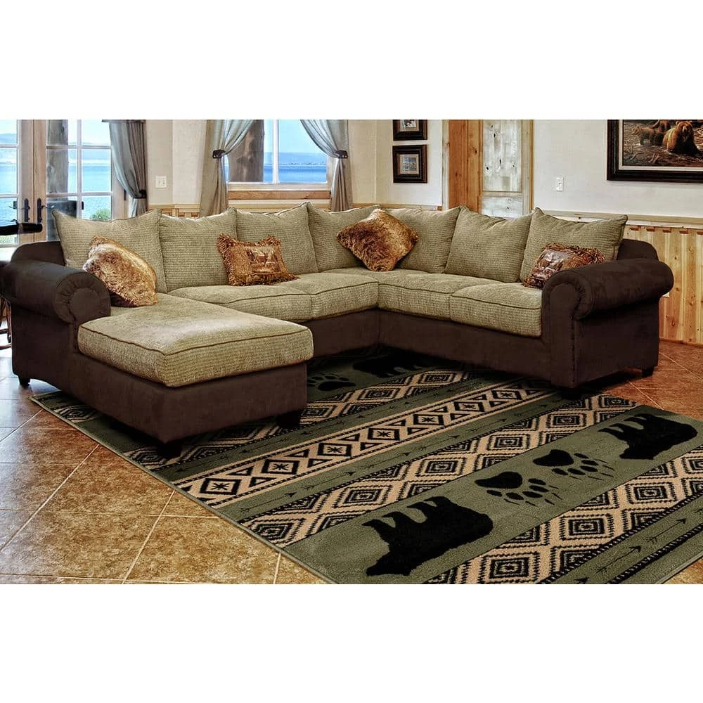 Woodside Bear Imprint Green 5 ft. x 7 ft. Area Rug by United Weavers 4 Woodside Bear Imprint Green 5 ft. x 7 ft. Area Rug by United Weavers - Image 2