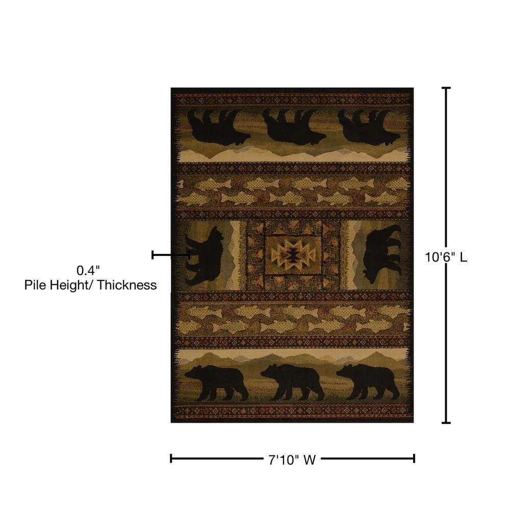 Affinity Black Bears Lodge 7 ft. 10 in. x 10 ft. 6 in. Area Rug by United Weavers 7 Affinity Black Bears Lodge 7 ft. 10 in. x 10 ft. 6 in. Area Rug by United Weavers - Image 5
