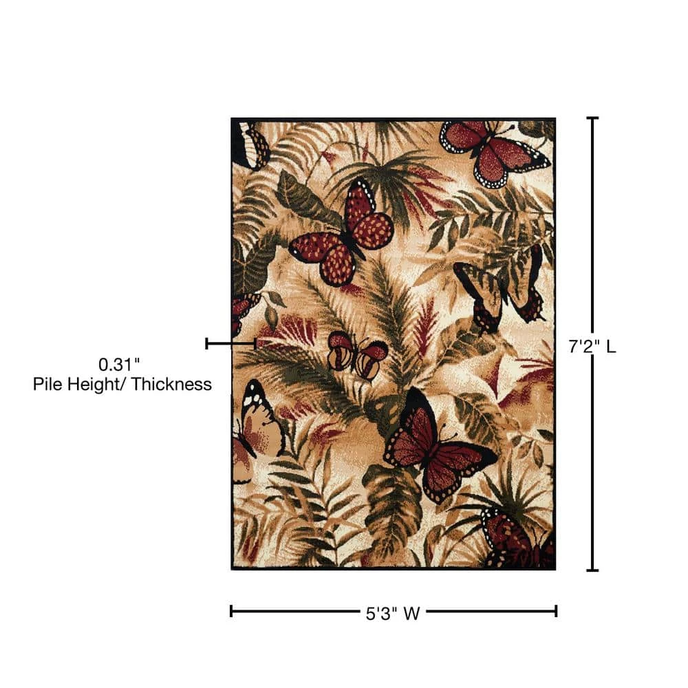 Legends Butterfly Jungle Multi 5 ft. 3 in. x 7 ft. 2 in. Area Rug by United Weavers 5 Legends Butterfly Jungle Multi 5 ft. 3 in. x 7 ft. 2 in. Area Rug by United Weavers - Image 3