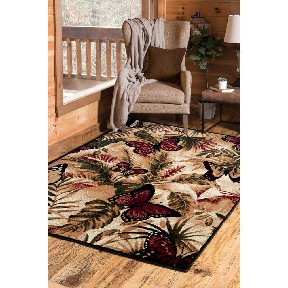 Legends Butterfly Jungle Multi 5 ft. 3 in. x 7 ft. 2 in. Area Rug by United Weavers 4 Legends Butterfly Jungle Multi 5 ft. 3 in. x 7 ft. 2 in. Area Rug by United Weavers - Image 2