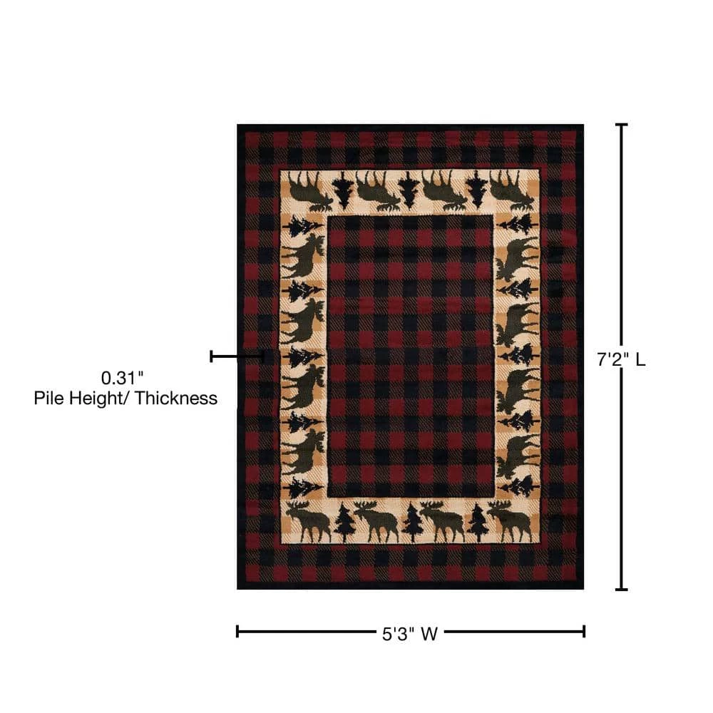 Legends Woodlands Multi 5 ft. 3 in. x 7 ft. 2 in. Plaid Polypropylene Area Rug by United Weavers 5 Legends Woodlands Multi 5 ft. 3 in. x 7 ft. 2 in. Plaid Polypropylene Area Rug by United Weavers - Image 3