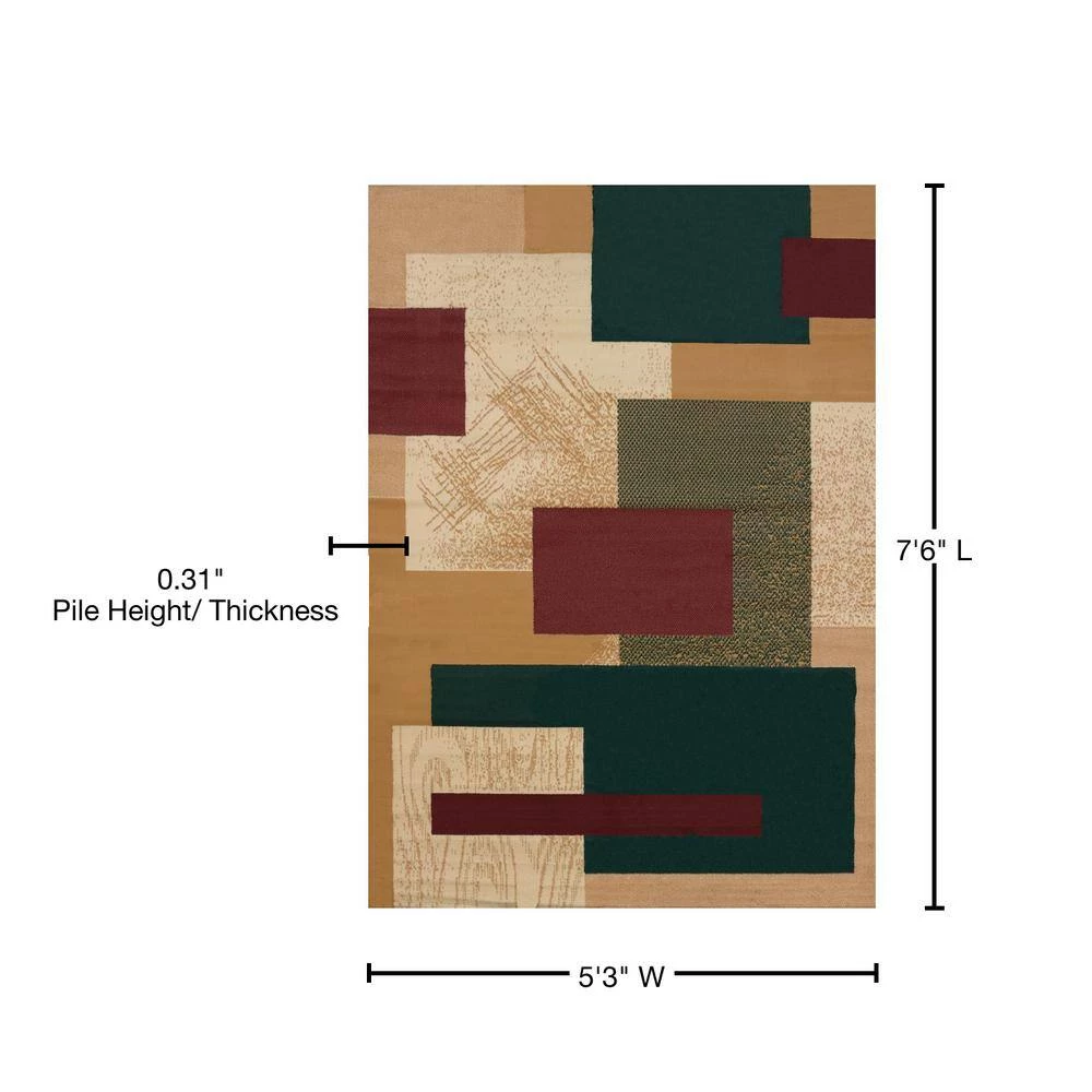 Soho Berber Beige/Green 5 ft. x 8 ft. Area Rug by United Weavers 4 Soho Berber Beige/Green 5 ft. x 8 ft. Area Rug by United Weavers - Image 2