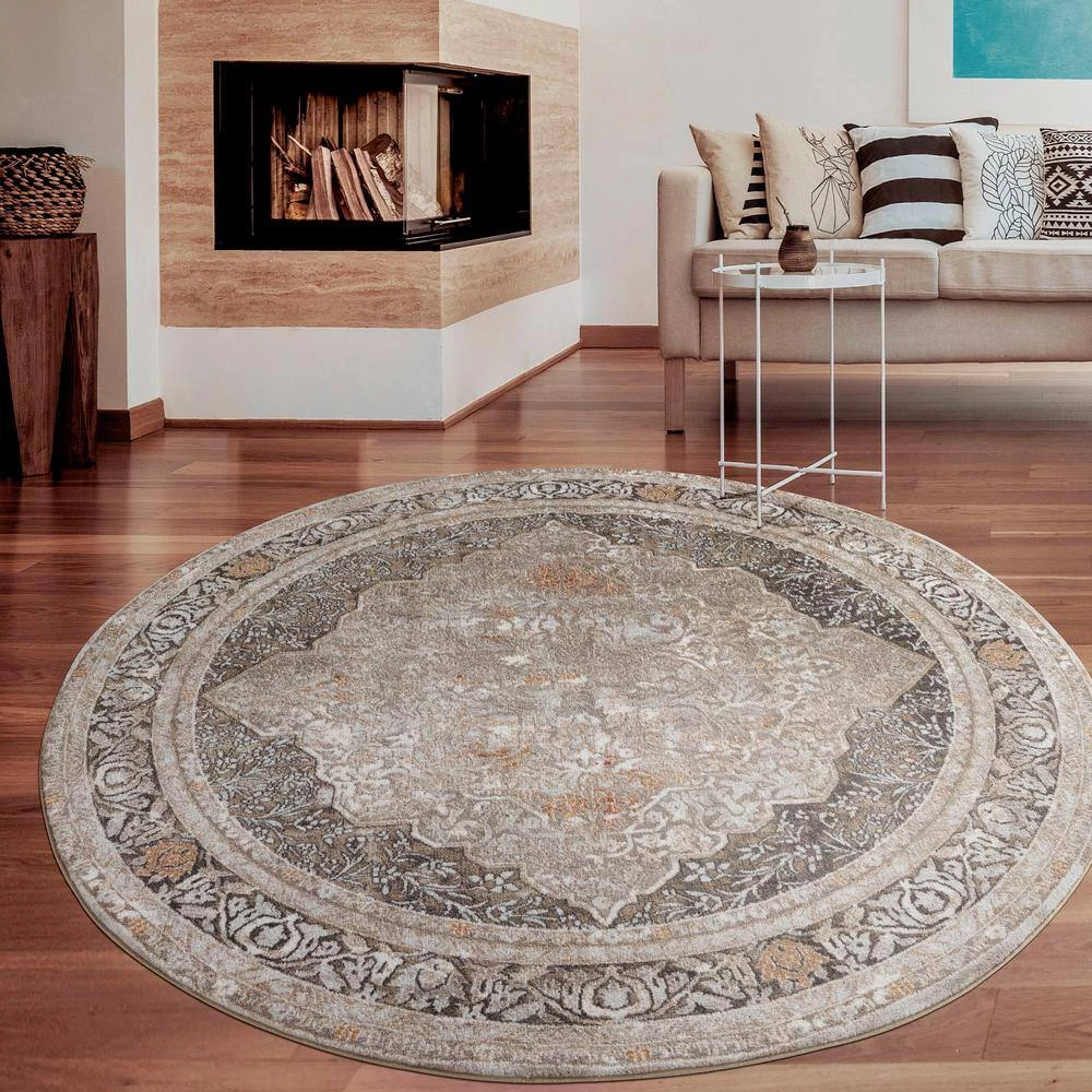 Volos Zoe Taupe 6 ft. x 6 ft. Round Rug by United Weavers 9 Volos Zoe Taupe 6 ft. x 6 ft. Round Rug by United Weavers - Image 7
