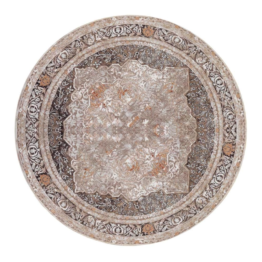 Volos Zoe Taupe 6 ft. x 6 ft. Round Rug by United Weavers 3 Volos Zoe Taupe 6 ft. x 6 ft. Round Rug by United Weavers