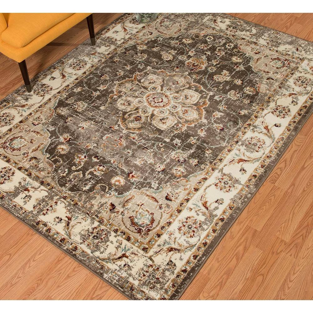 Bridges Ponte Vecchio Taupe 9 ft. 10 in. x 13 ft. 2 in. Oriental Olefin Area Rug by United Weavers 6 Bridges Ponte Vecchio Taupe 9 ft. 10 in. x 13 ft. 2 in. Oriental Olefin Area Rug by United Weavers - Image 4