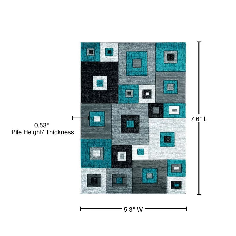 Bristol Cicero Turquoise 5 ft. 3 in. x 7 ft. 6 in. Area Rug by United Weavers 7 Bristol Cicero Turquoise 5 ft. 3 in. x 7 ft. 6 in. Area Rug by United Weavers - Image 5