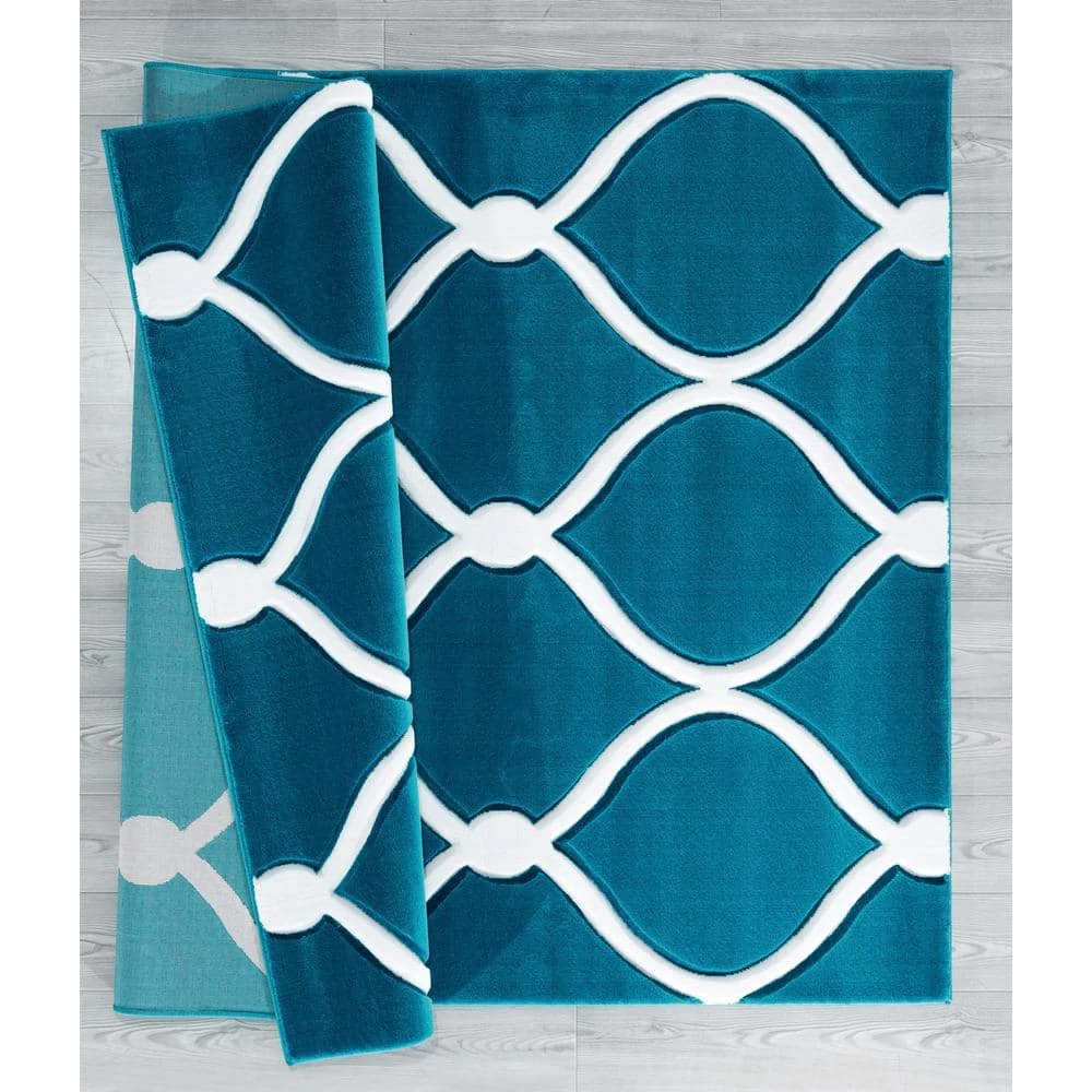 Bristol Rodanthe Turquoise 7 ft. 10 in. x 7 ft. 10 in. Round Rug by United Weavers 4 Bristol Rodanthe Turquoise 7 ft. 10 in. x 7 ft. 10 in. Round Rug by United Weavers - Image 2